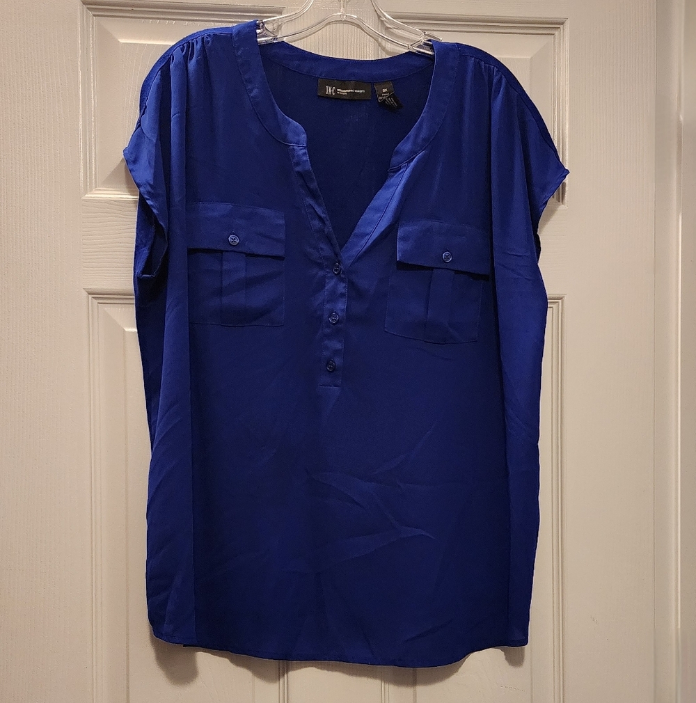 INC International Concepts Woman Blouse • V-Neck • Cap Sleeves • Pockets • 0X